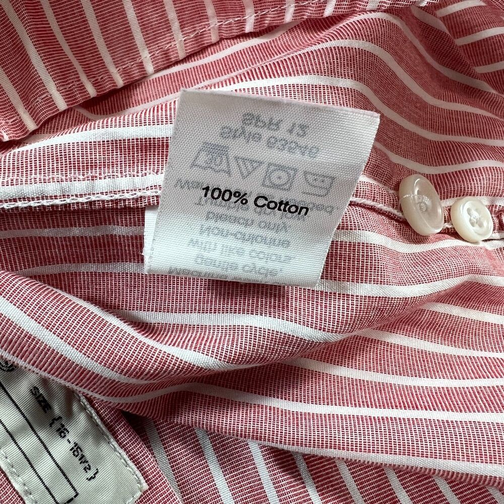 Sewn For J Crew Shirt Mens Large Pink Stripe Button Up 2 Ply Prep Classic - Picture 7 of 13
